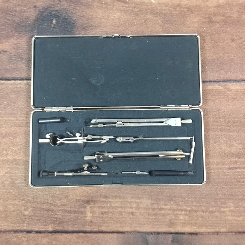 Drafting Tool Set Professional OS Brown Good Vintage Geometry Compass Kit
